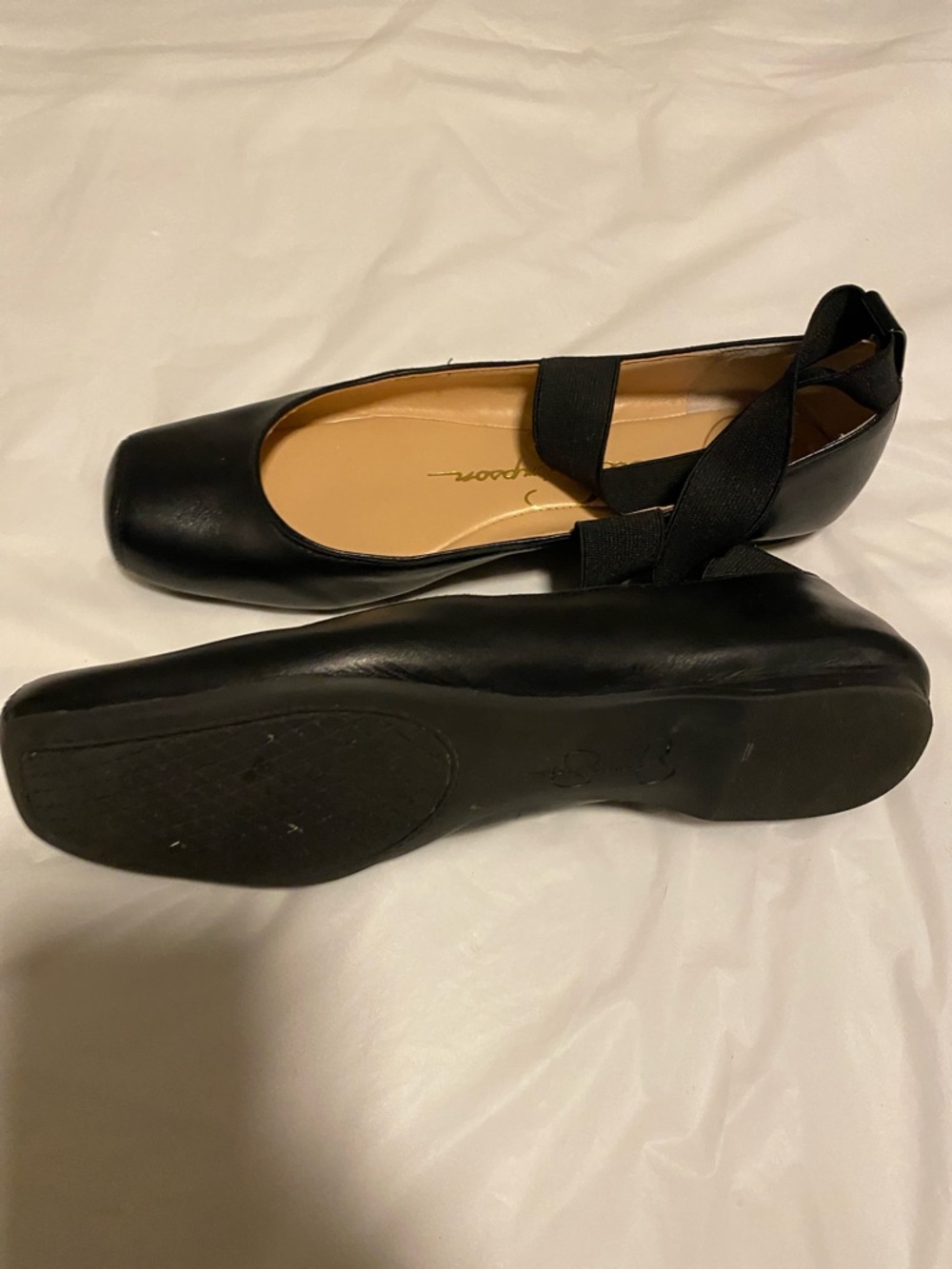 Jessica Simpson Black Square-Toe Ballet Flats with Crisscross Elastic - Picture 2 of 6